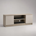 Mobile TV basso rettangolare in pannello truciolare melaminico, rovere chiaro e tortora, 120 × 40 × 50 cm