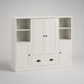Credenza buffet rettangolare in MDF bianco e nero con 4 ante, 4 vani a giorno e 1 cassetto, 140 × 40 × 120 cm