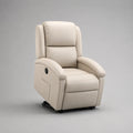 Poltrona relax elettrica reclinabile in pelle sintetica crema, 76 x 90 x 108 cm