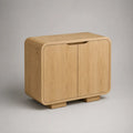 Credenza in legno a 2 ante, rovere naturale, 90 × 40 × 80 cm, angoli arrotondati